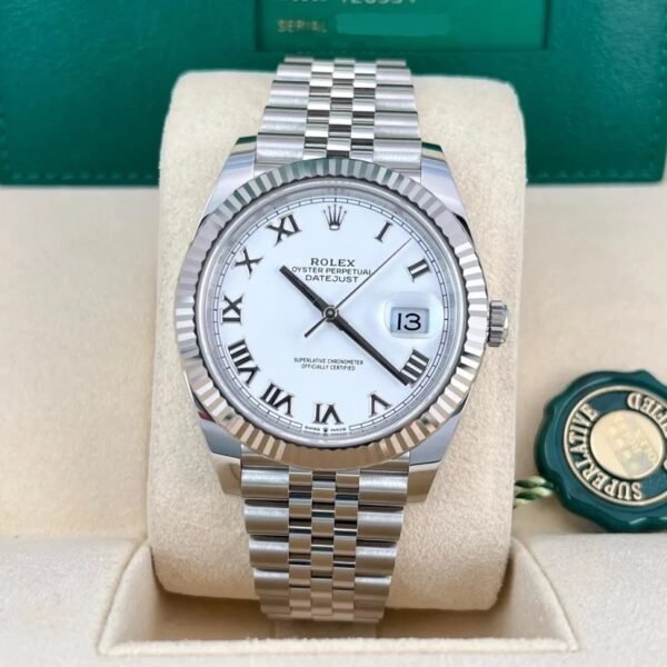 2024 Rolex Datejust 41 Fluted / White / Roman / Jubilee