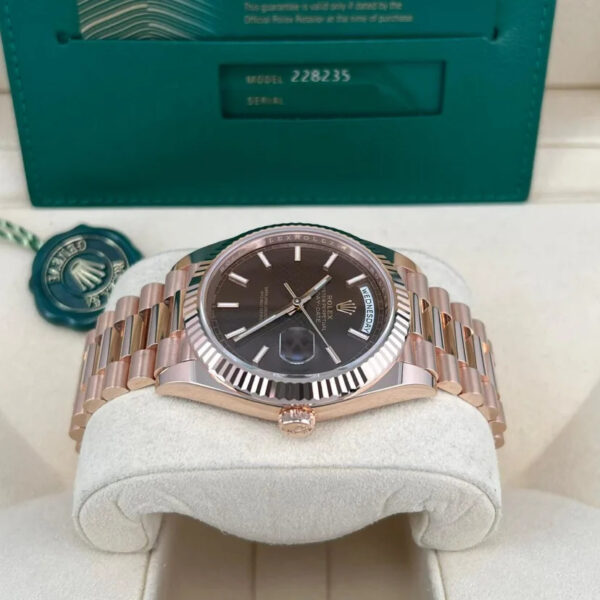 2022 Rolex Day-Date 40 Rose Gold / Fluted / Chocolate Diagonal - Image 3