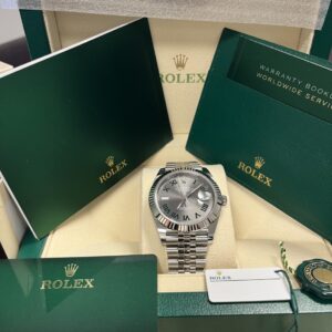 Rolex 126334 SS DJ41 Fluted Jubilee Wimbledon dial, fresh new dated 03-2024.