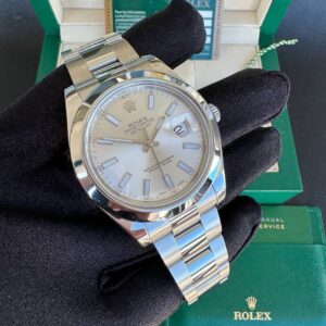 Rolex Datejust 41mm 116300 from 2015 card silver stick dial