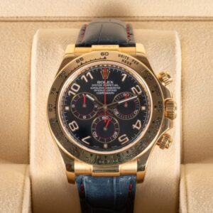 Rolex Daytona 2009 Yellow Gold Blue Racing Arabic Dial Ref 116518