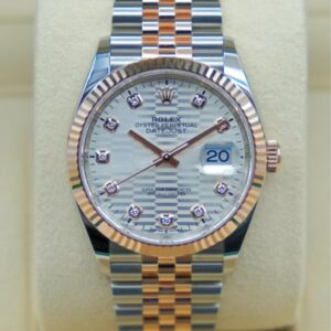 Rolex Everose Datejust 36mm Fluted Motif Dial Diamond Markers ref 126231, BNIB 02