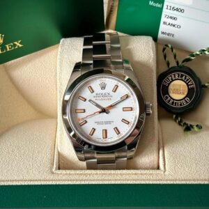 Rolex Milgauss 116400 White Dial NOS Set watch